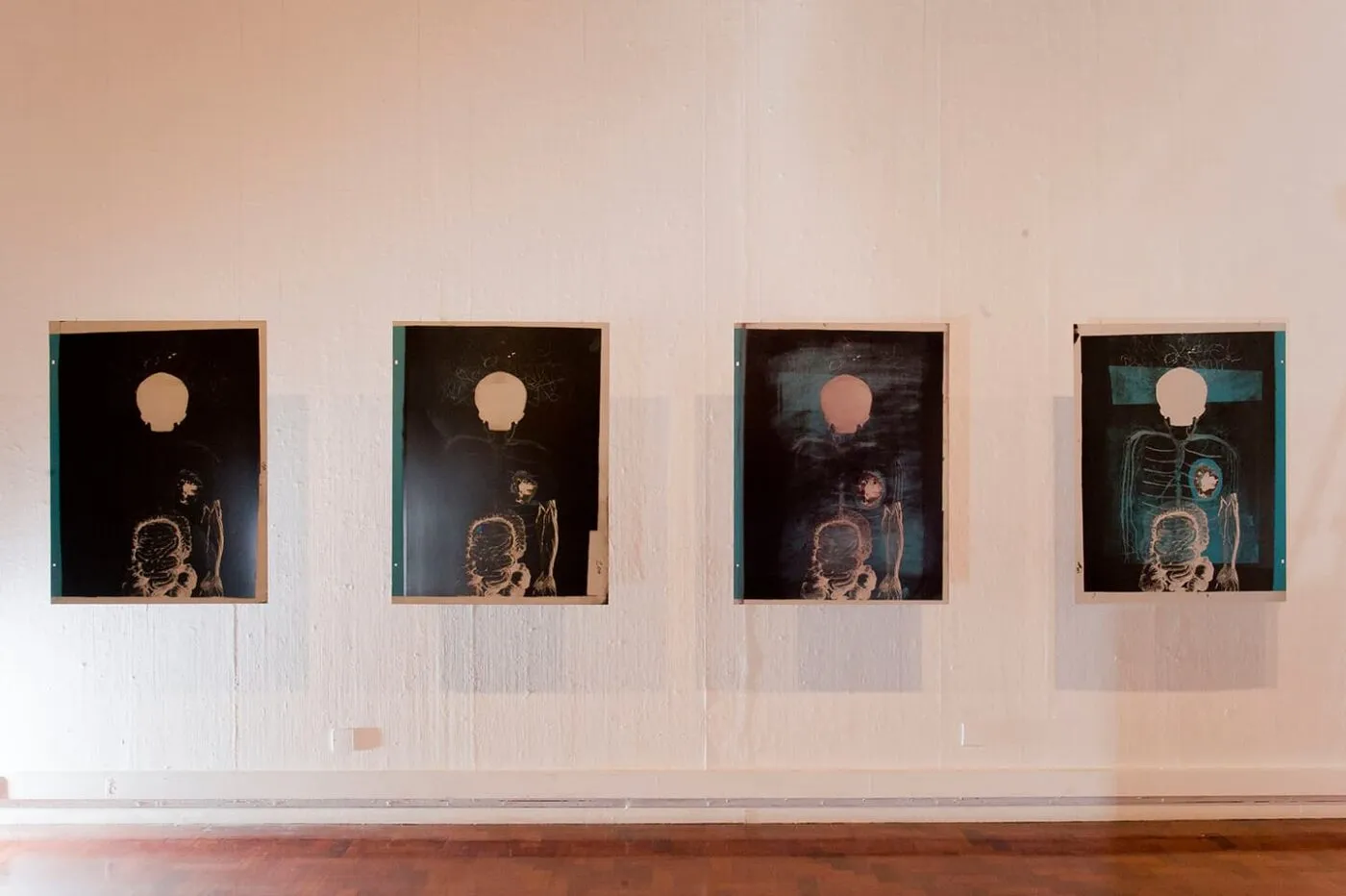 <strong>Reassembling the Self</strong>,  installation of 4 lithographic plates by Susan Aldworth, Hatton Gallery, Newcastle  2012. Photograph by Gavin Duthie.