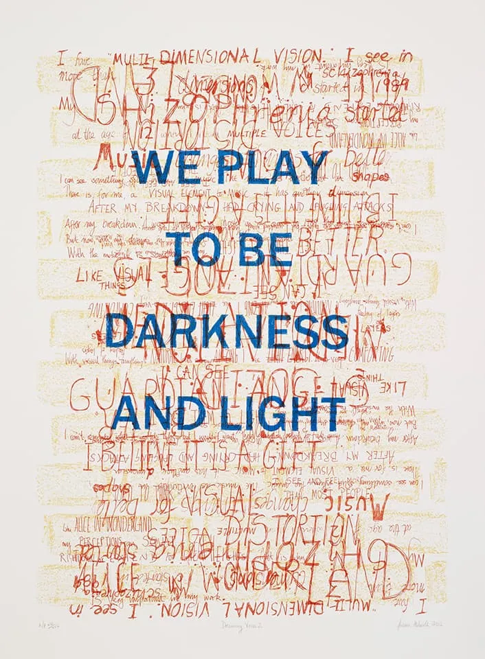 <strong>Dreaming Voices 2</strong>, Susan Aldworth, lithograph, 83 x 60 cms, 2012. Photograph&nbsp;by&nbsp;Anna&nbsp;Arca.