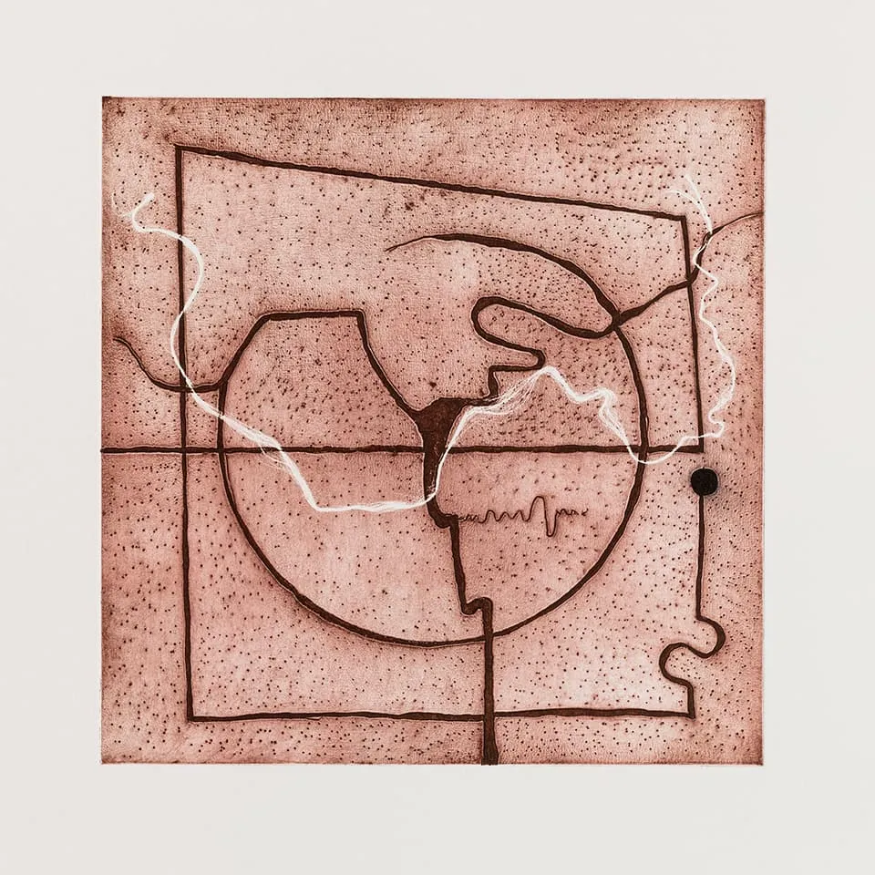 <strong>Respondences 4</strong>, Susan Aldworth, intaglio print, 37 x 37 cms, 2019. Photograph by Peter Abrahams.