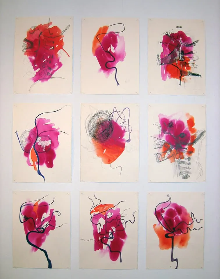 <strong>Drawings from neuroradiology department at Royal London Hospital 2000-06</strong>, Susan Aldworth. Installation at Transition Gallery, London, 2008.