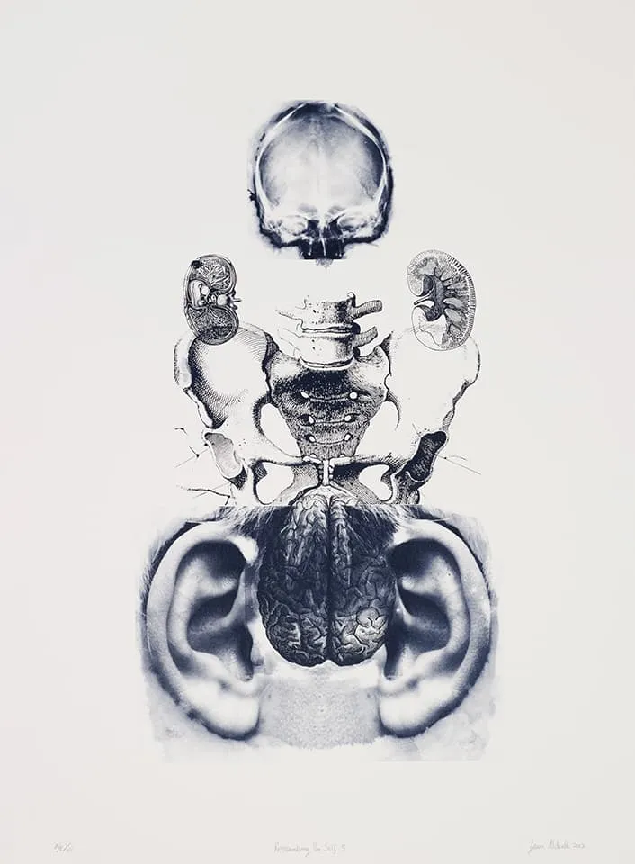 <strong>Reassembling the Self 3</strong>, Susan Aldworth, lithograph, 65 x 37 cms, 2012. Photograph&nbsp;by&nbsp;Anna&nbsp;Arca.
