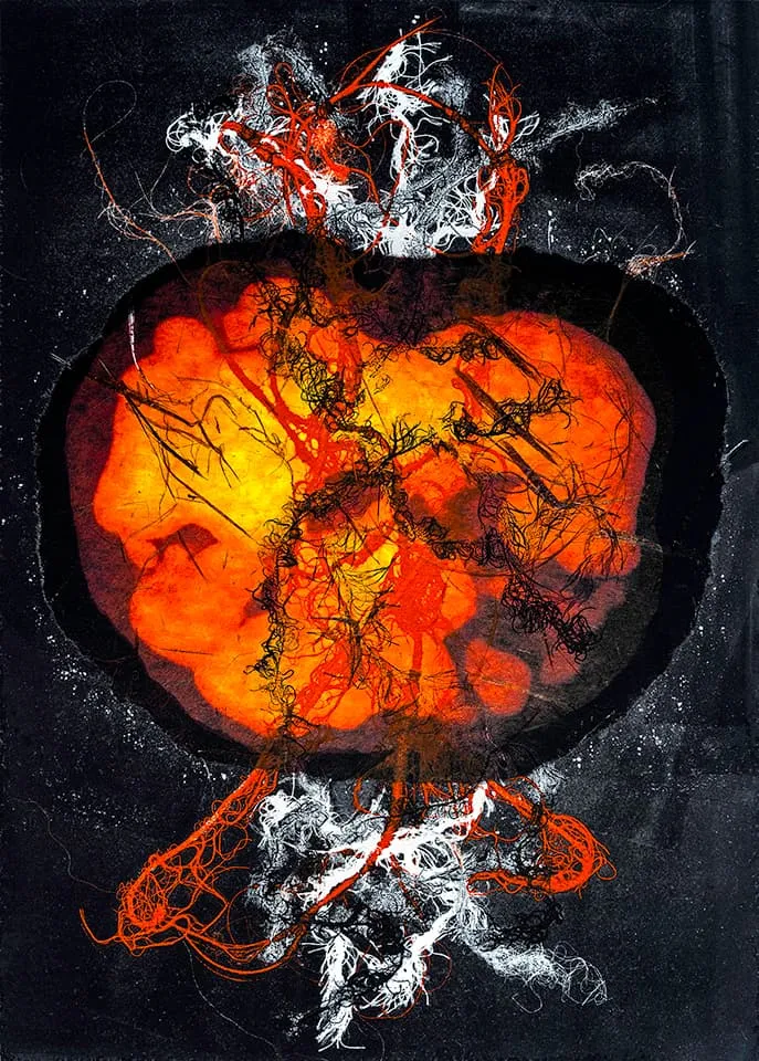 <strong>Deep Sleep 2</strong>, Susan Aldworth, monoprint, 35 x 25 cms, 2017.