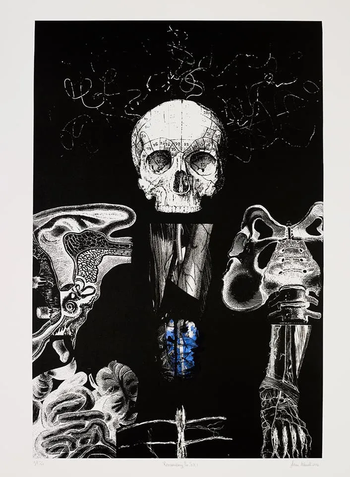<strong>Reassembling the Self 1</strong>, Susan Aldworth, lithograph, 84 x 56 cms, 2012. Photograph&nbsp;by&nbsp;Anna&nbsp;Arca.