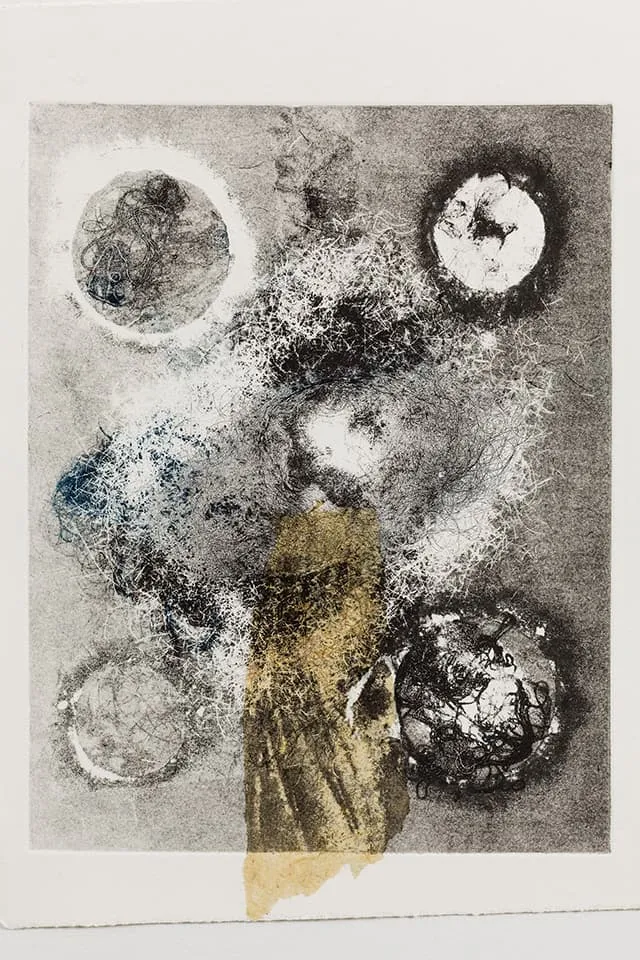<strong>Deep Sleep 10</strong>, Susan Aldworth, monotype with chine-collé, 47 x 37 cms, 2017. Photograph by Peter Abrahams.