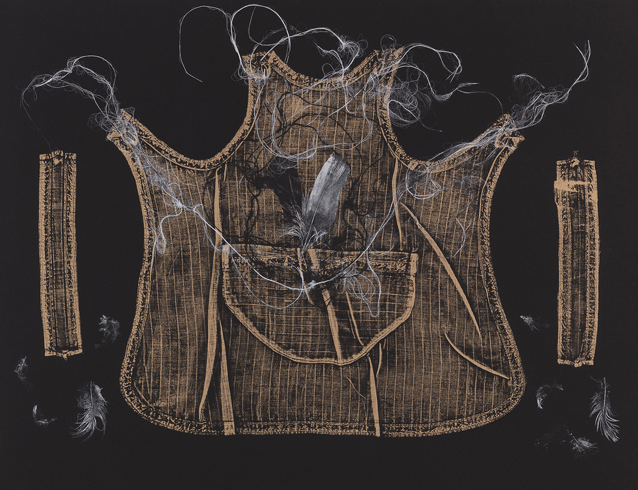 <strong>Traces of a Childhood 5</strong>, Susan Aldworth, monotype, 56 x 76 cms, 2018. Photograph by Peter Abrahams.