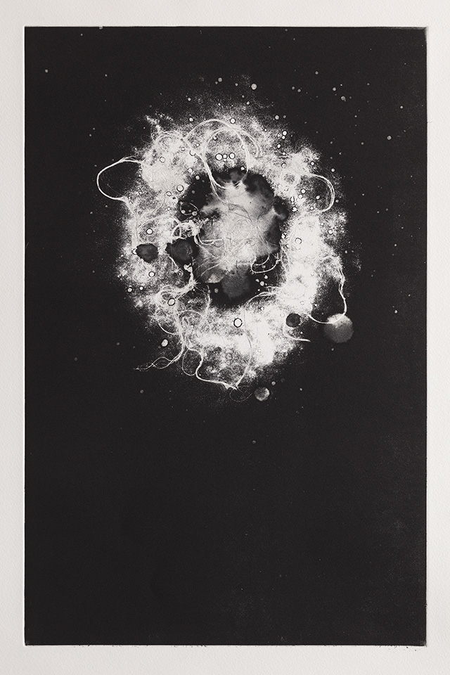 In a Puff of Smoke 4 (2021), monoprint 50 x 32 cm