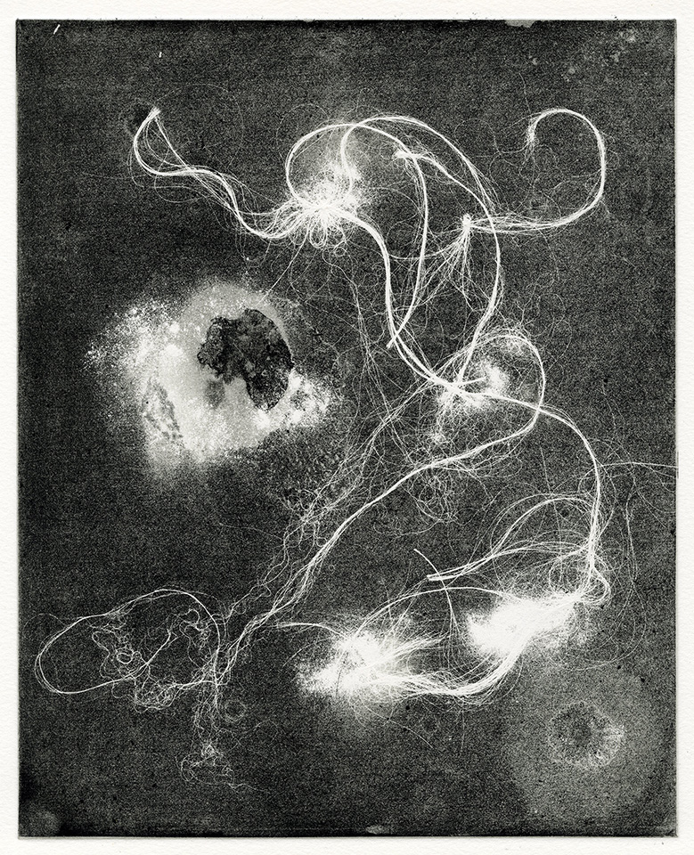 Modern Alchemy 10c (2023), etching, aquatint and monoprint with gold leaf, 31 x 24.5 cm