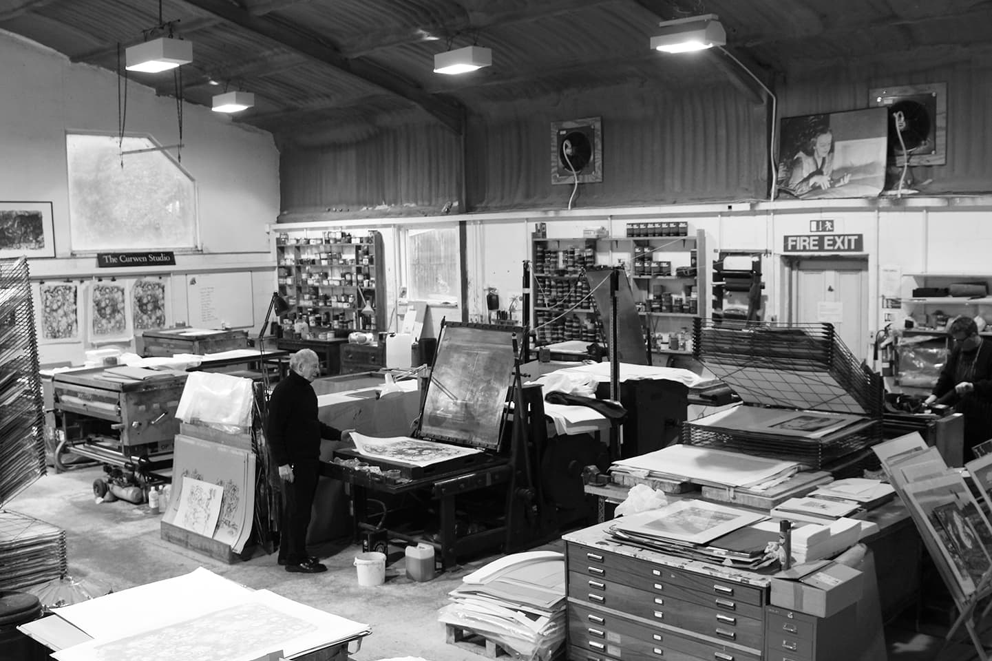 Curwen Studio, making the CODE lithographs with Stanley Jones, December 2013. Photograph by Petra Stenvall.